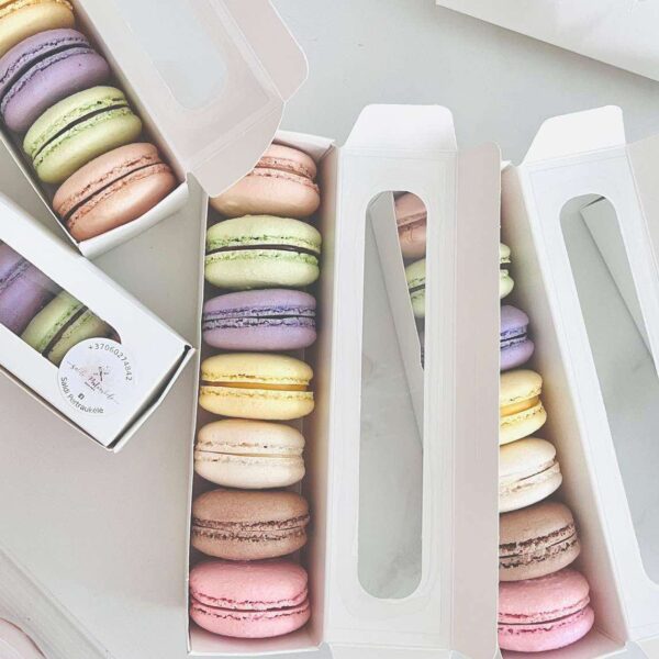 Ātrās aizvēršanas macarons kārba ar logu, 1 gab.